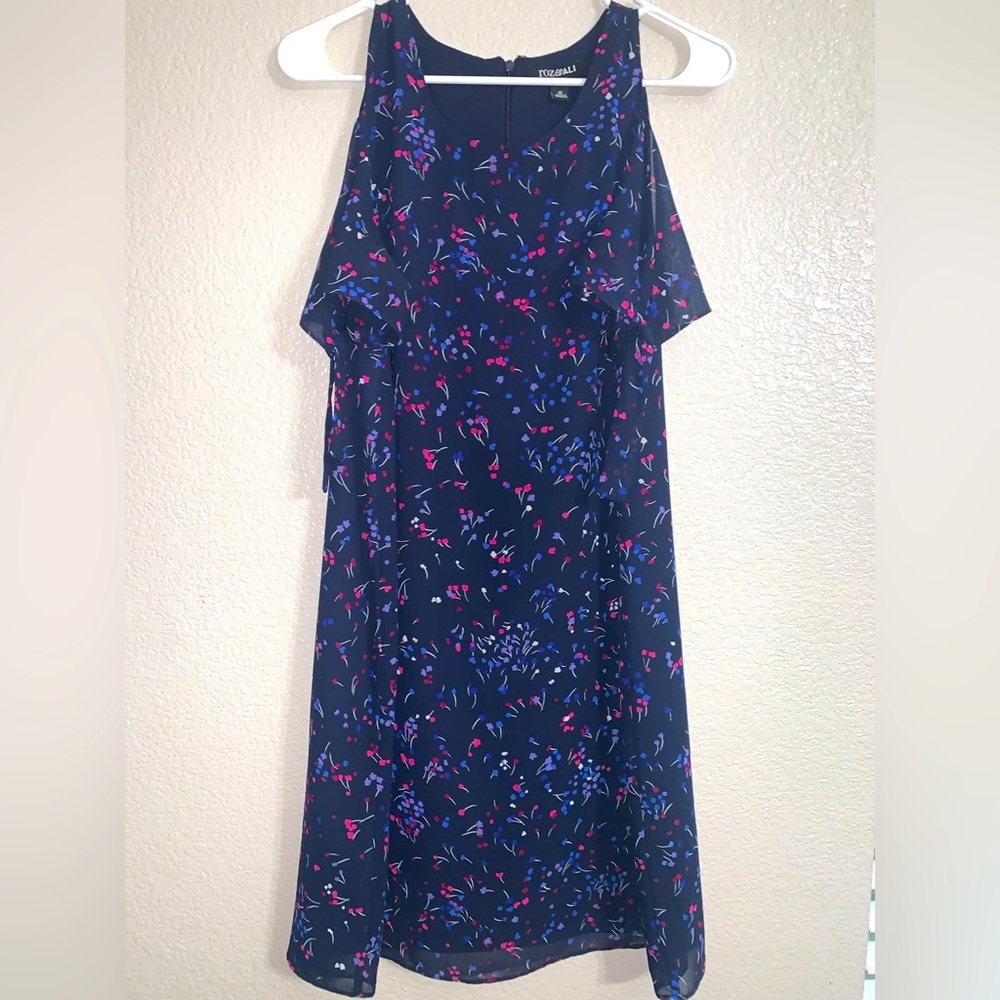 Roz & Ali Floral‎ Shift Dress Cold Shoulder Chiffon Size 12
